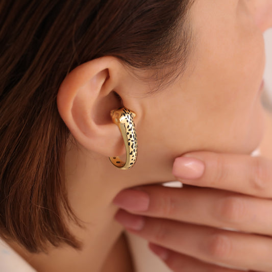 Yellow Gold Plated Felino Earrings