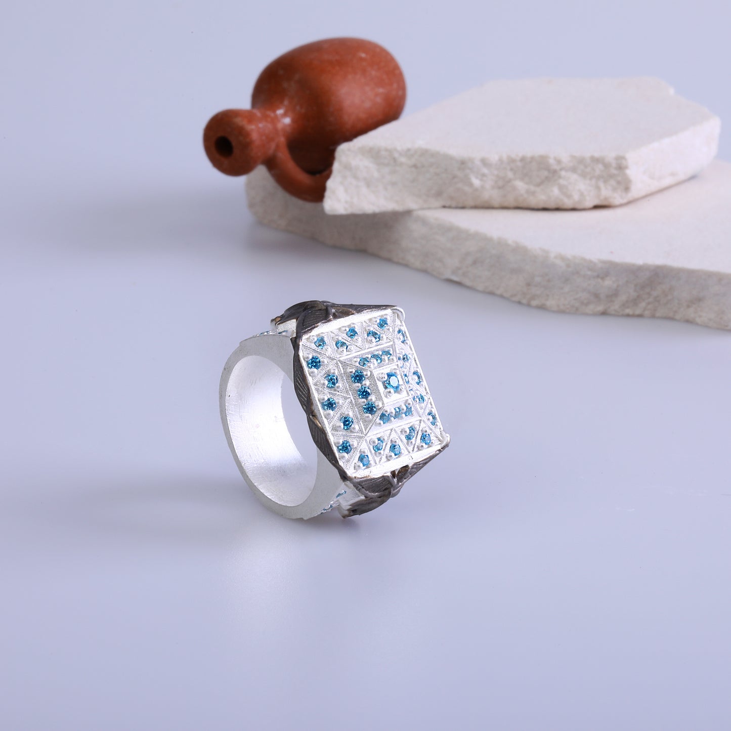 Grandezza Blue Stone Men's Ring