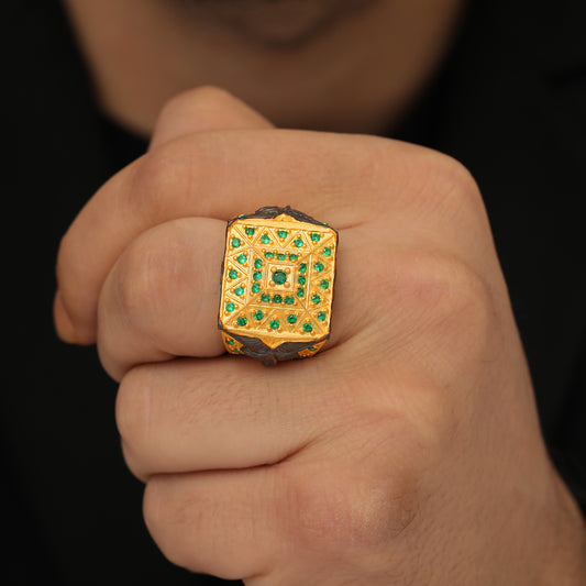 Grandezza Green Stone Men's Ring