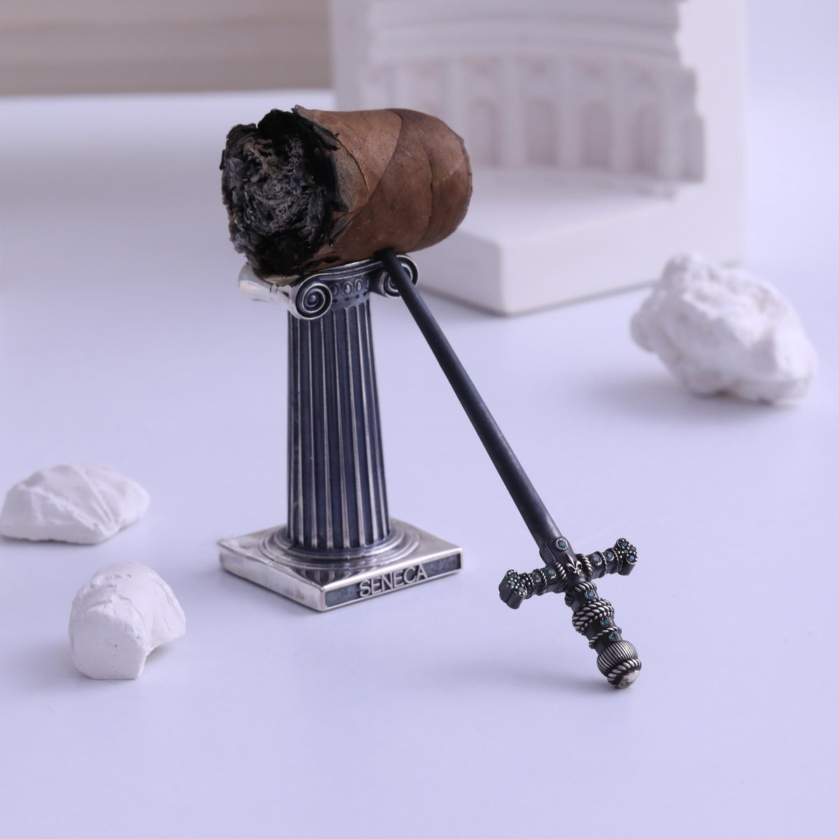 Eterna Sterling Silver Ionic Cigar Stand — detail view 4 by Seneca Jewelry
