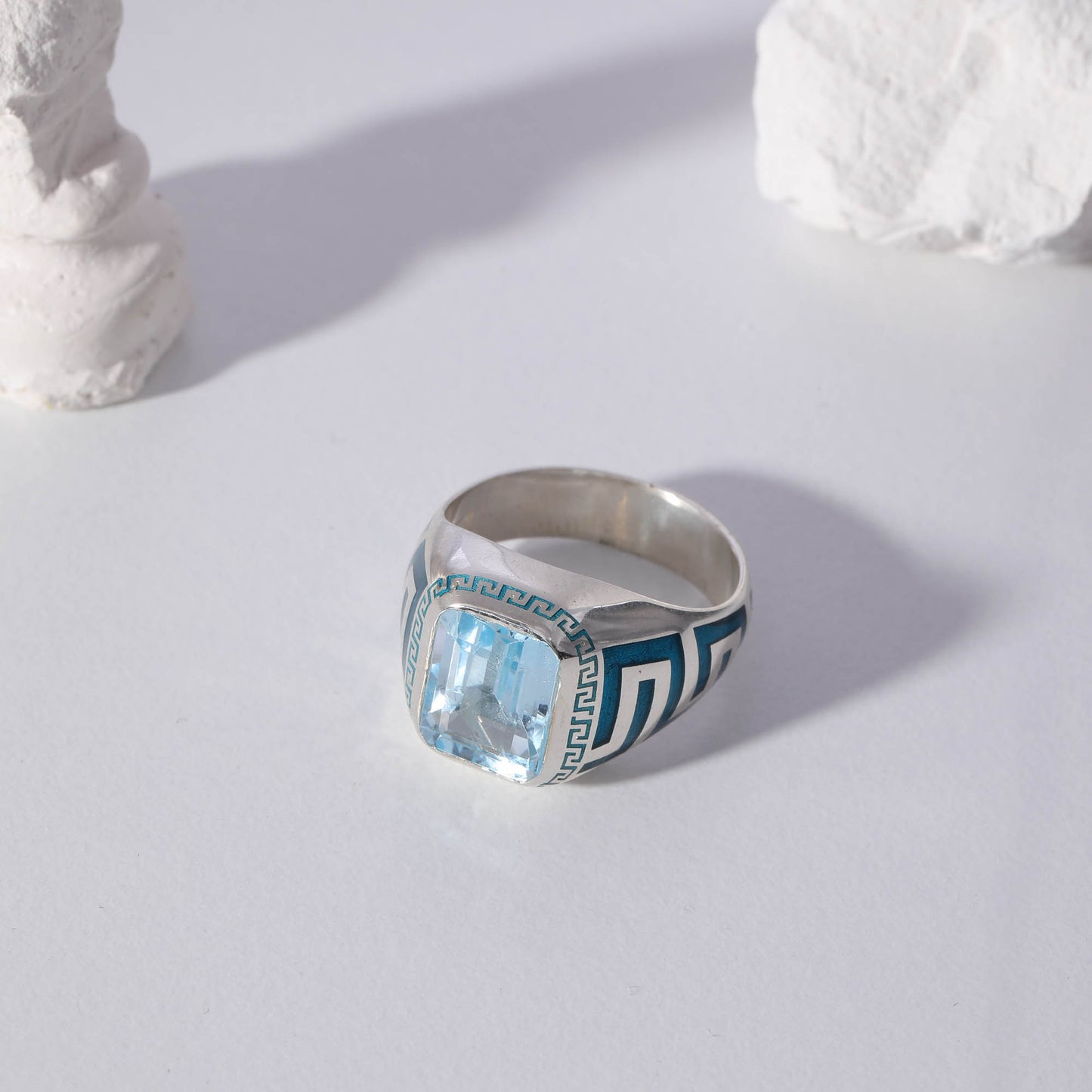 Grandezza Enameled Greek Men's Ring