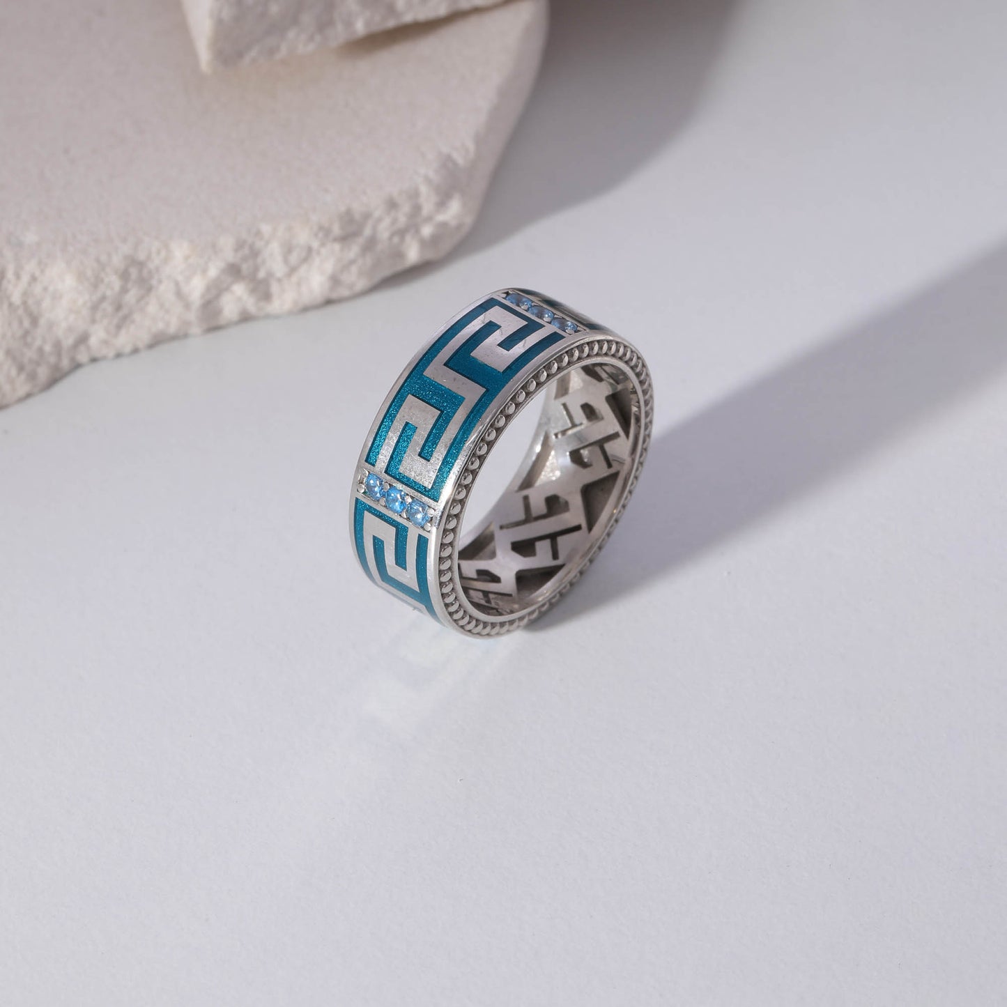 Per Sempre Blue Enamel Men's Ring
