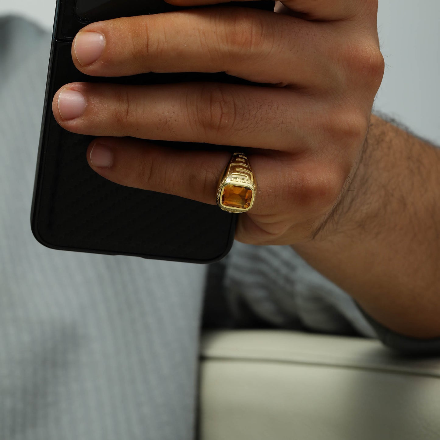 Grandezza Greek Yellow Gold Men's Ring