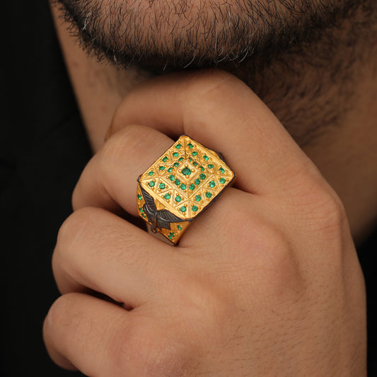 Grandezza Green Stone Men's Ring