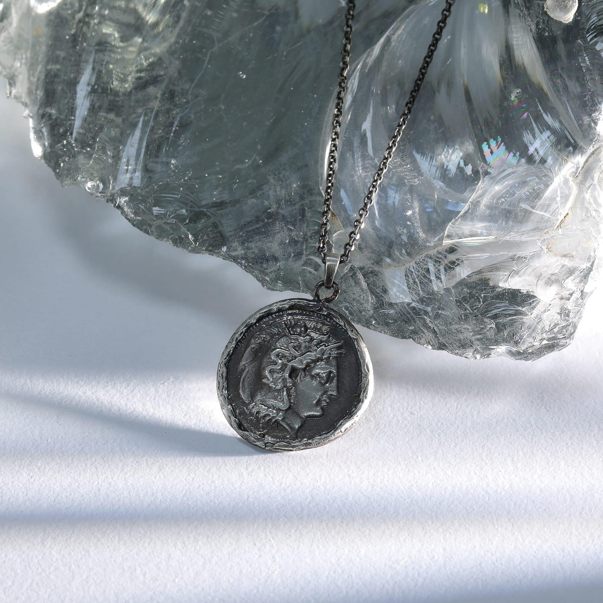 Nemean Lion Medallion in Oxidized Silver — detail view 5 by Seneca Jewelry