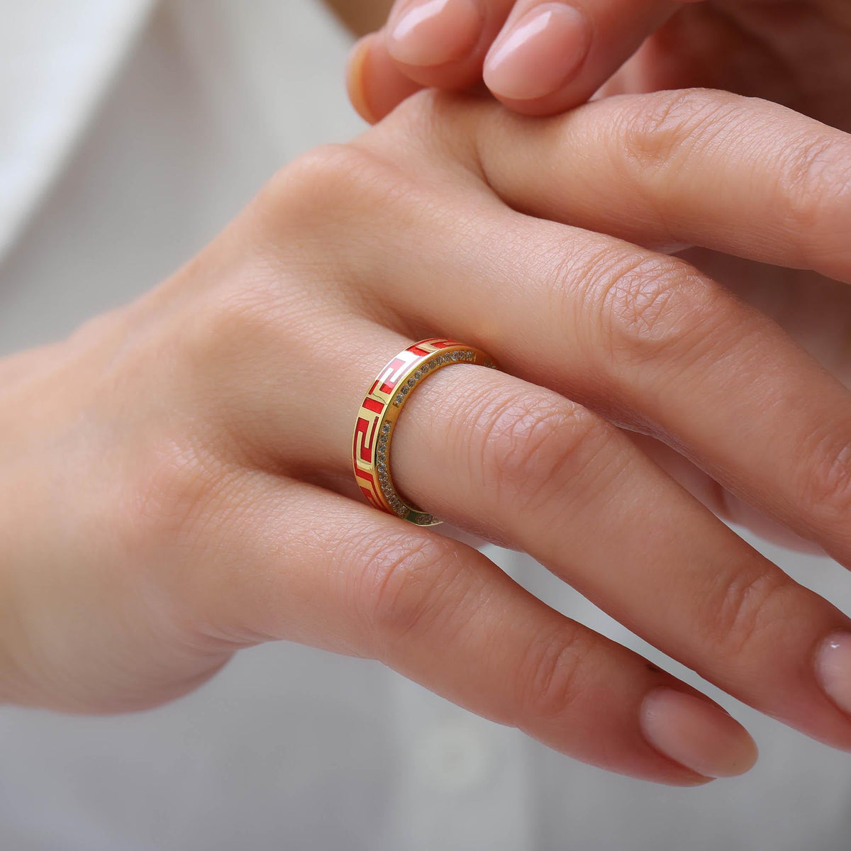 Per Sempre Greek Key Ring and Cuff Set — detail view 3 by Seneca Jewelry
