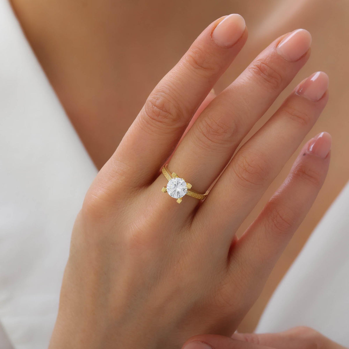 Meander Solitaire Ring with Lab-Grown Diamond — detail view 3 by Seneca Jewelry
