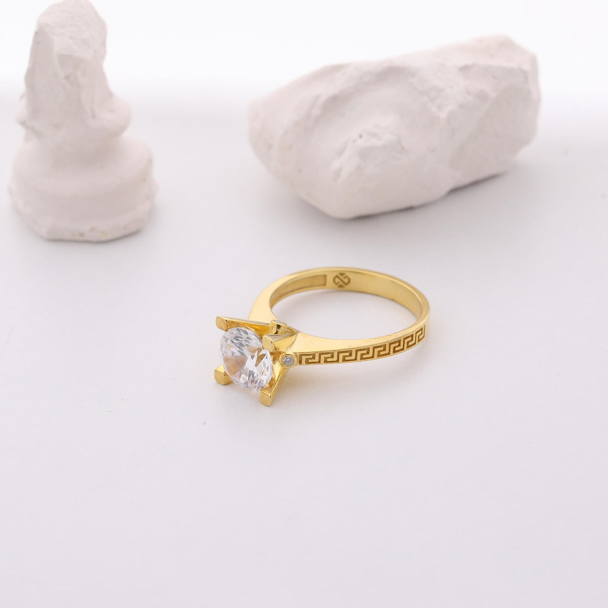 Meander Solitaire Ring with Lab-Grown Diamond — detail view 2 by Seneca Jewelry