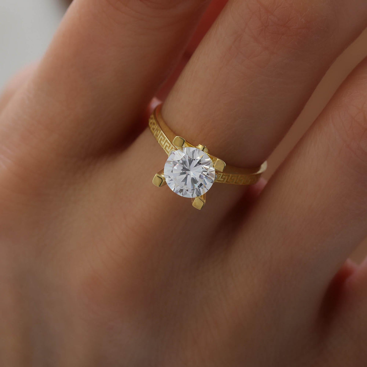 Meander Solitaire Ring with Lab-Grown Diamond — detail view 4 by Seneca Jewelry