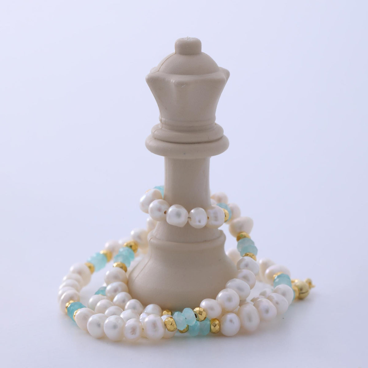 Amazonite and Freshwater Pearl Choker — detail view 4 by Seneca Jewelry